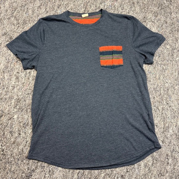 Hollister Other - Hollister Mens XL Charcoal Grey T-Shirt Southwestern Pattern Pocket Curved Hem